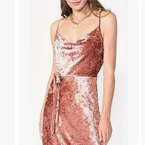 ADELYN RAE ZANA VELVET COWL NECK SLIP DRESS